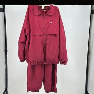 Men’s Vintage Nike Maroon Two-Piece Track Jacket and Pants Set Warmups Athletic